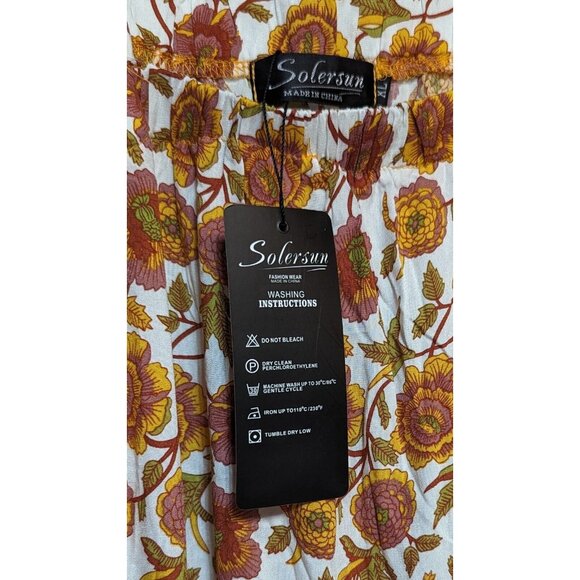 NEW Solarsun Women's Dress Orange Sz XL Lightweight Floral Cottagecore Boho - Picture 8 of 13